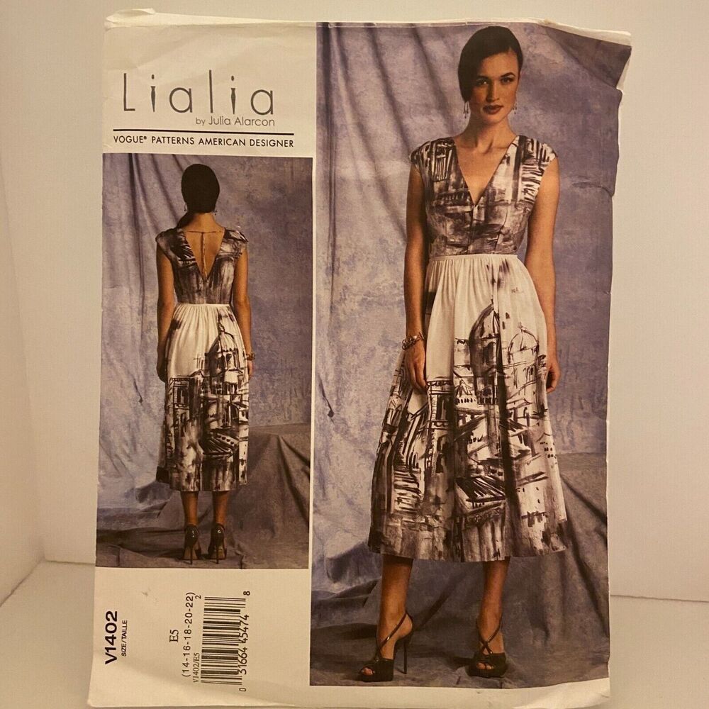 #V1402 Vogue Lialia Misses Dress Sewing Pattern Size 14-22.